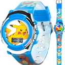 Pokmon Kids Digital Watch with Flashing LED Lights, Pikachu & Friends Design, Fun Character Display, Soft Silicone Strap, Kid-Friendly Tough Build, Adjustable Fit for Wrist Sizes 5.5" to 8"