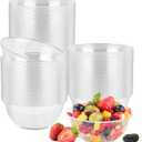 KIDSU 100 Pack 12 oz Clear Plastic Bowls Disposable Heavy Duty - Reusable Party Serving Bowls for Salad, Ice Cream, Soup, Fruit, Chips, Camping & Weddings (BPA-Free)