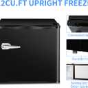 Antarctic Star Mini Upright Freezer -1.2 cu.ft Compact freezer with Removable Shelves and Adjustable Thermostat,for Home/Kitchen/Office(Black)