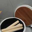 Mxfurhawa Storage Ottoman Foot Stool Teddy Velvet Round Vanity Stool Tray Top Footstool with Wood Legs Upholstered Foot Rest Ottoman for Living Room, Bathroom, Makeup (White)