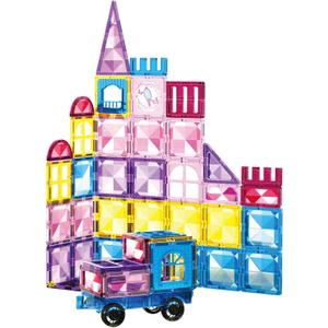 52 Pcs Magnetic Tiles for Kids Ages 4-8,Building Toys Magnetic Blocks for Kids Ages 4-8,Toddlers Educational Magnet Construction Set Magnets Tile,for 3 4 5 6 7 8 Kid Christmas Birthday Gifts