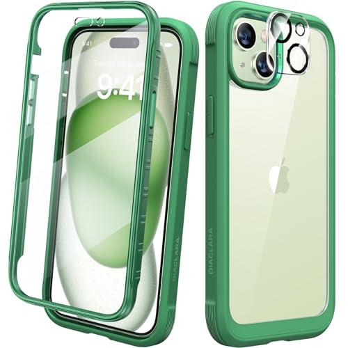 Diaclara Designed for iPhone 15 Plus Case 6.7'', [Compatible with MagSafe] Full Body Rugged Magnetic Case w/Built-in Screen Protector+ Glass Camera Lens Protector, Mint Green