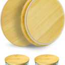 Replacement Wooden Lids for Pyrex, Anchor Hocking Glass Containers 7200 * 2, Bamboo Lids for Pyrex 2Cup Glass Bowls, Bowl Covers with Leakproof Silicone Gasket 2 Pack