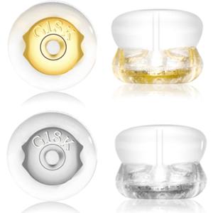 Earring Backs,18K Gold Silicone Earring Backs for Studs/Droopy Ears,Locking Secure Earring Backs for Heavy Earring,No-Irritate Hypoallergenice Soft Clear Earring Backs for Adults