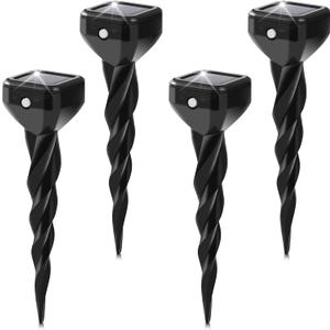 2026 Upgraded Mole & Snake & Skunk & Rabbit Repellent Solar Powered, Ultrasonic Deterrent, IP65 Waterproof, Effective Get Rid of Gopher Raccoon Vole Groundhog Chipmunk for Yard Lawn Garden, 4-Pack (Black)