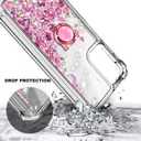 Compatible with Motorola Moto G-Stylus-5G-2024 Case, Rose Gold | Glitter Bling Sparkly Liquid Cute Phone Cover with Tempered Glass Screen Protector/Ring Holder/Diamond Wrist Strap Lanyard