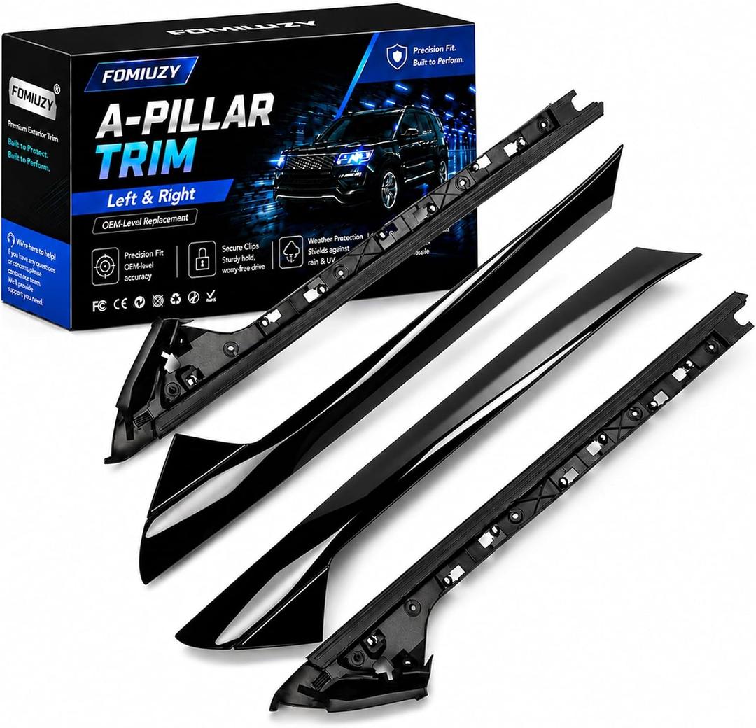 A Pillar Windshield Molding Trim Fit Ford Explorer 2011 2012 2013 2014 2015 2016 2017 2018 2019 4 Door Left Driver Right Passenger Side Replaces BB5Z-7803145-AA BB5Z7803145AA 926-450 926-451