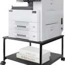 EMERIT 2-Tier Under Desk Printer Stand w/Storage - 19.5x19.5x12.8''Heavy Duty Rolling Cart, Mobile Printer Table with Lockable Wheels for Home Office Organization - Industrial Style