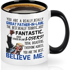 Cabtnca Trump Father's Day Gifts, Great Father in Law Mug, Father in Law Coffee Mug Gift from Daughter in Law, Son in Law, Birthday Christmas Father's Day Gifts, 11Oz White