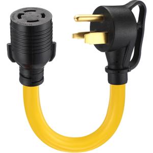 Tellegloww NEMA 6-50P to L14-30R 1 FT 30 Amp Welder Adapter Cord, 3 Prong 50amp Welding Outlet to 4 Prong 30amp Generator Locking Plug, Generator to Welder Adapter STW 10 AWG, ETL Listed