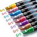 IJIANG Window Chalk Markers Washable, with 10mm Thick Tips for Chalkboard, Windows, Glass, Mirror, Auto, Poster, Bistro, Cars of DIY (10mm Metallic)