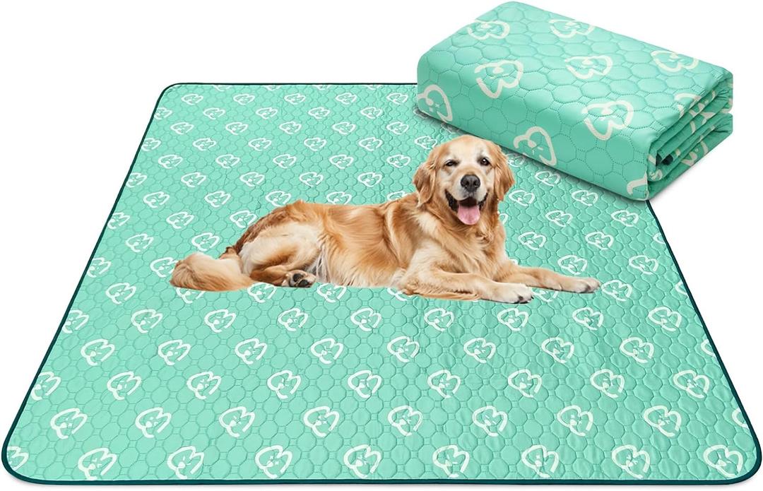 FXW Washable Pee Pads for Dogs, Reusable Dog Pads with Super Absorbent Cotton, 63" x 63", Specifically Designed for 24" 8 Panels Dog Playpen, Square, Green