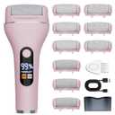 AdamPark Electric Callus Remover for Feet, Rechargeable Portable Electronic Foot Callus Remover 2-in-1 Wet/Dry Foot Scrubber Electric Toot File for Hard Cracked Dry Dead Skin（Pink）