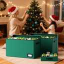 Christmas Ornament Storage Box, Ornament Organizer Storage box with Lids and Adjustable Dividers, Store Up to 128-3" Ornaments, Large Holiday Decor Storage Container with 8 Stackable Trays, Green