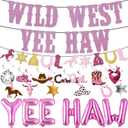 Wild West Cowgirl Party Decorations - Pink Disco Western Themed Party Decor Yee Haw Banner Balloons Garland, Hanging Swirls for Adult Rodeo Birthday Party Supplies