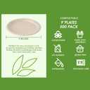 Vplus 500 Pack Paper Plates 9 inch 100% Compostable, Heavy-Duty Disposable Paper Plates Bagasse Natural Biodegradable Eco-Friendly SugarcaneNature