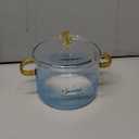2L/70.4 fl. oz. Clear Glass Pot with Lid Saucepan and Saucepan Heat Resistant Glass Stove and Pan with Lid Soup, Milk, Baby Food, Pasta (48oz/1400ml blue)