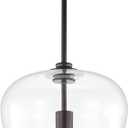 JONATHAN Y JYL7596A Hayes 11.25" 1-Light Industrial Farmhouse Iron/Glass LED Pendant Coastal, Modern, Contemporary Bedroom Living Room, Oil Rubbed Bronze/Clear