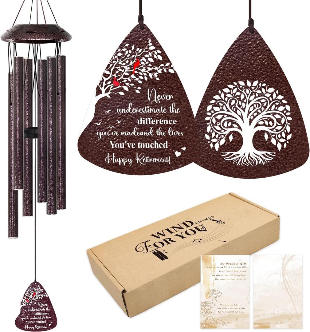 Retirement Gifts for Women/Men - 32" Wind Chimes Happy Retirement Gift for Coworker Colleague Boss Teacher Nurse - Farewell Appreciation Gifts Never Underestimate The Difference You've Made