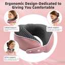 Neck Pillow Airplane - Premium Memory Foam Travel Pillow with Portable Storage Case, 360 Neck Support, Compact Lightweight for Long Flights, Office & Travel (Pink)