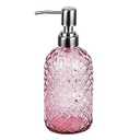 Bathroom & Kitchen Glass Hand and Dish Soap Dispenser with 304 Rustproof Stainless Steel Pump (Pink)