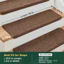 MBIGM Bullnose Non-Slip Stair Treads w/Reusable Adhesive 14 Pack 9.5" x 30" Wooden Steps Protection - TPU Backing with Steel Reinforcement - Anti-Slip Solution Knitted Brown Non Slip Stair Tread