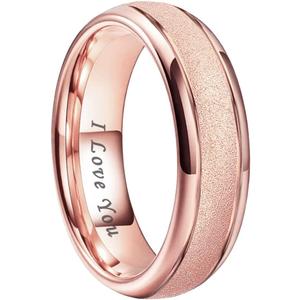 6mm 8mm Black/Gold/Rose Gold/White Tungsten Rings for Men Women Fashion Engagement Wedding Bands Sandblasted Finish I Love You Engraved Comfort Fit