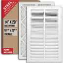 Fits 14x20 Duct Opening | Filter Included Steel Return Air Filter Grille by Handua [Removable Door] | Vent Cover Filter Grill | White | Outer Dimensions: 16 5/8"W X 22 5/8"H