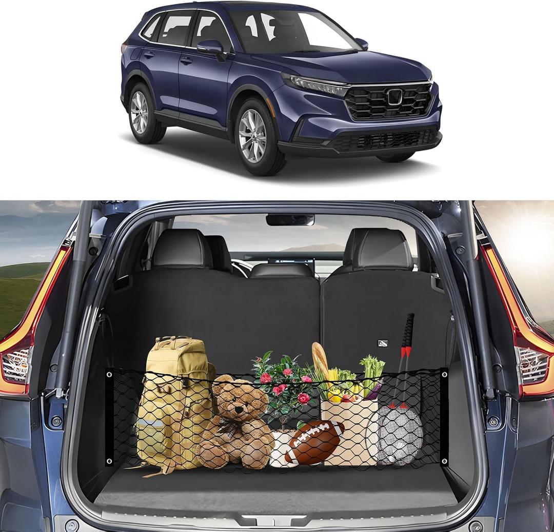 Karltys CR-V Cargo Net for Honda CRV 2023-2025 2026 Envelope Style Truck Bed Cargo Net, Highly Elastic Rear Trunk Net for CRV 2024 Double Layer Nylon Mesh Storage Netting Organizer
