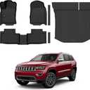 Floor Mats & Trunk Mat Custom for Jeep Grand Cherokee & Dodge Durango 2016-2021/Grand Cherokee WK 2022 (Not for L) All Weather TPE Rubber Cargo Liner Automotive Full Set Accessories- Black