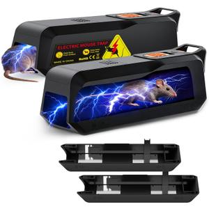 Electric Mouse Trap 2 Pack, Humane Electronic Mouse Trap for Indoor Home Use, Reusable Electric Rat Trap, No-Touch Rodent Control for Kitchen, Garage, Attic, Basement