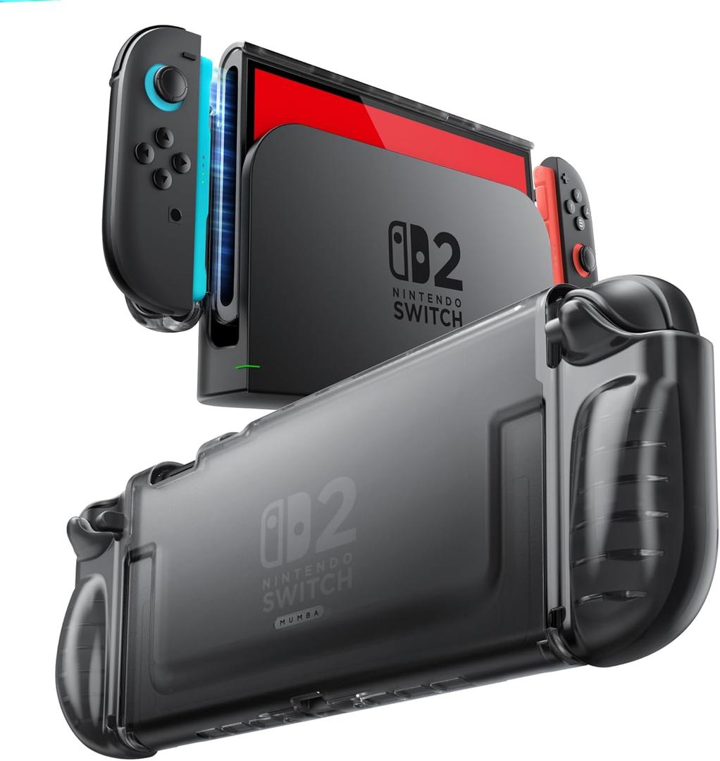 Mumba Dockable Clear Case for Nintendo Switch 2 2025, Crystal Protective Cover with Quick-Release Joy-Con Design and TPU Grip Compatible with New Nintendo Switch 2 7.9 Inch Console (FrostBlack)