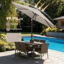 9ft Outdoor Patio Umbrella - Table Umbrella Waterprool UV Protection, Sombrillas de Patio with Push Button Tilt, Sun Umbrella for Pool, Porch, Garden, Deck, Backyard (Taupe)