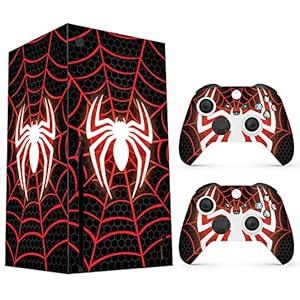 Skin Sticker Compatible with XBX Series X Cover - Spider Art, 2 Controller Skins & Console Skin - No Bubble, Full Protection, Removable