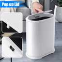 Anzoymx Stainless Steel Bathroom Trash Cans 1.8 Gallons Small Garbage Can with Pop up Lid, Dog Proof Narrow Wastebasket, Slim Waterproof Litter Trash Bins Set for Bedroom, Toilet, Office (White)
