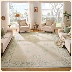Istana Living Room Rug 10x14 - Green 10 x 14 Area Rug - Foldable Machine Washable Area Rugs 10x14 - Stylish 10x14 Area Rugs Boho - Stain Resistant Washable Rug 10x14
