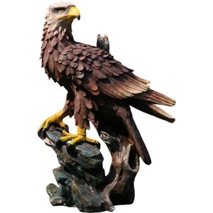 Eagle Statue Brown Resin Bird Sculpture Bald Eagle Statue for Outside Patriotic Decor Outdoor Eagle Figurine Garden Indoor Home Decorative Supplies (8.27 * 4.64 * 11.73in)