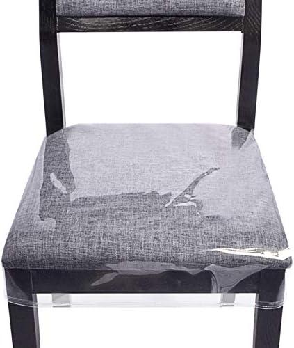 Zipcase 5 Pack Stain, Water and Kitty Scratch Resistant Clear Dining Chair Covers/Slipcovers Chair Protector Waterproof PVC Material, 17”D x 18”W x 4”H with Adjustable Belt Strap,