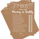GardenCity Mommy or Daddy? Baby Shower Game, Baby Shower Games for Boy or Girl, 50 Cards, Kraft Minimalist