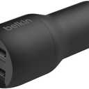 Belkin 24 Watt Dual USB Car Charger - 2 12W USB A Ports With Fast Charging For Apple iPhone 14, 14 Pro, 14 Pro Max, iPhone 13, 13 Pro, 13 Pro Max, Samsung Galaxy, AirPods & More - USB-C Charger