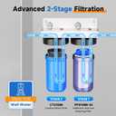 PUREPLUS 2-Stage Whole House Water Filtration System, 10" Universal Clear Housing, Reduces Sediment, Iron/Manganese, Chlorine, Taste & Odor, Ideal for Well Water, Pressure Gauges, 1" Inlet/Outlet