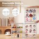 3-Tier Acrylic Display Case for Figures, Wall-Mounted Clear Action Figure Storage Organizer with Magnetic Door & 2 Adjustable Shelves, Dustproof Showcase for Collectibles, 2 Pack