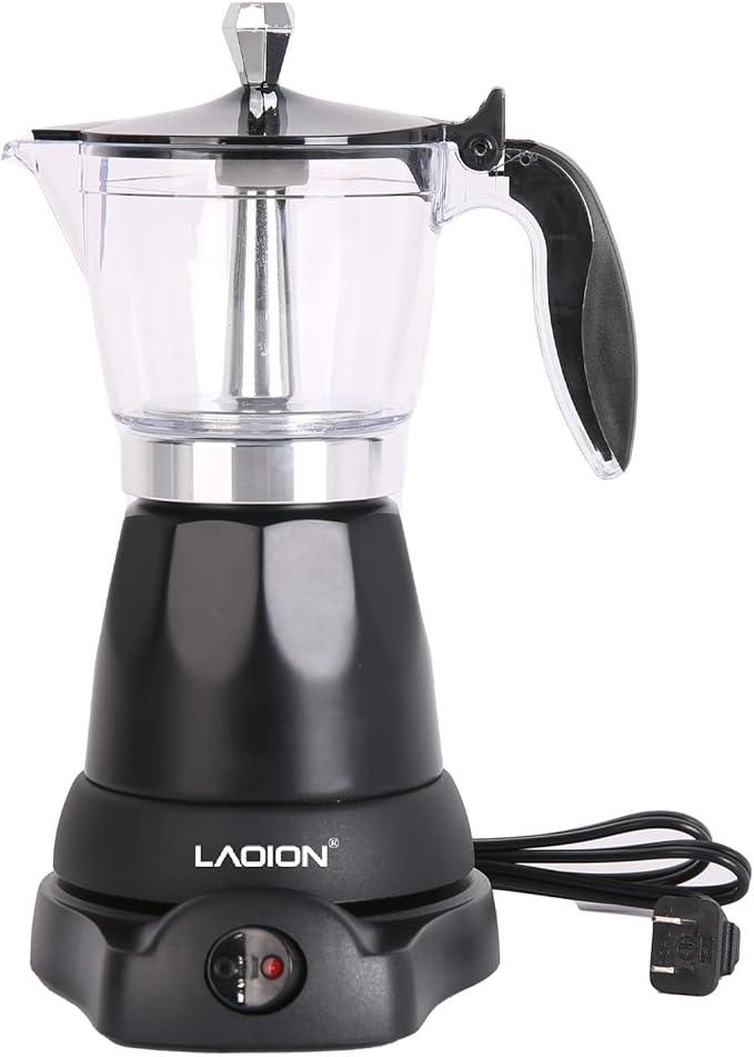LAOION Cuban Coffee Maker, 6 or 3cup Electric Espresso Coffee Maker, Portable Cafeteras Electricas Modernas, Electric Moka Pot with Detachable Base & Overheat Protection, Coffee Gift for Home Travel