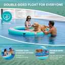 AWEMUFA 8ft Water Hammock 8 inches Thick Round Float Ring with Mesh Lake Floats for Adults Heavy Duty Circle Floating Mat for Pool Inflatable Water Raft for Summer Parties
