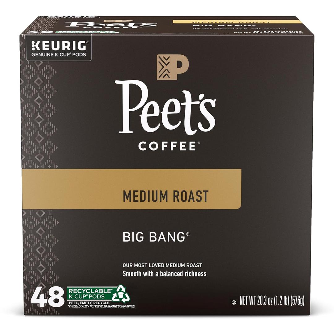 Peet's Coffee, Medium Roast Keurig K-Cup Pods, 100% Arabica Coffee - Big Bang 48 Count (1 Box of 48 Pods) (EXP 02/12/27)
