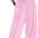 LAMISSCHE Womens Casual Strapless Jumpsuits off the Shoulder Summer Rompers Sleeveless One Piece Outfits with Pockets (Pink, L)