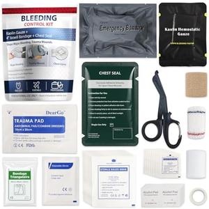 Bleeding Control Kit, Portable Emergency Trauma First Aid Kit with Compression Bandage, Gauze and Chest Seal, for Car Travel Camping Hiking Outdoor Preparedness 42 Pack