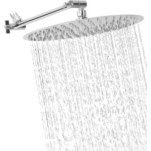 NearMoon Rain Shower Head with 11'' Adjustable Arm, High Pressure Stainless Steel Rainfall Shower, Ultra-Thin Design - Pressure Boosting (12 Inch, Chrome)