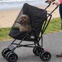 Pet Gear Travel Lite Plus Stroller, Compact, Easy Fold, No Assembly Required, Large Wheels for Cats and Dogs up to 15 pounds, Dark Charcoal