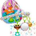 OKOOKO Car Seat Toy Rear Facing Car Seat Toy Baby Travel Toy Double-Sided with Baby Mirror Plush Toys Rattle Teether Thickened Pad Adjustable Sensory Toy for Newborn Infant